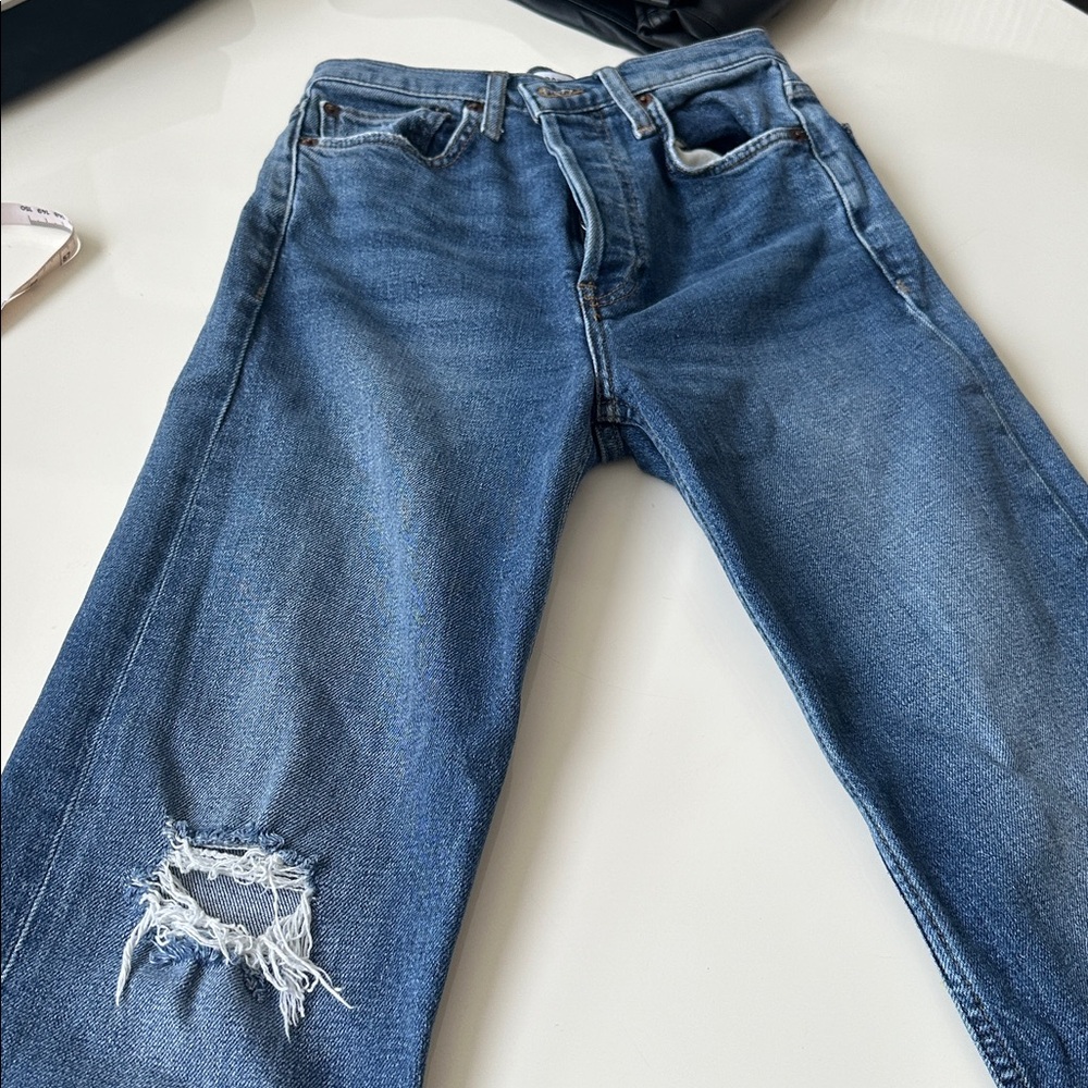 Re/Done High Rise Destroyed Jeans - Picture 7 of 14